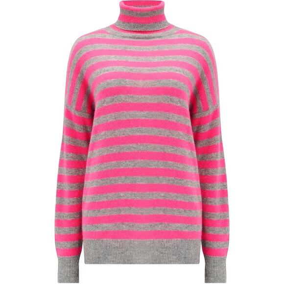 JUMPER 1234 Stripe Roll Collar Jumper - Grey/Pink - Size 1 - Picture 2 of 6